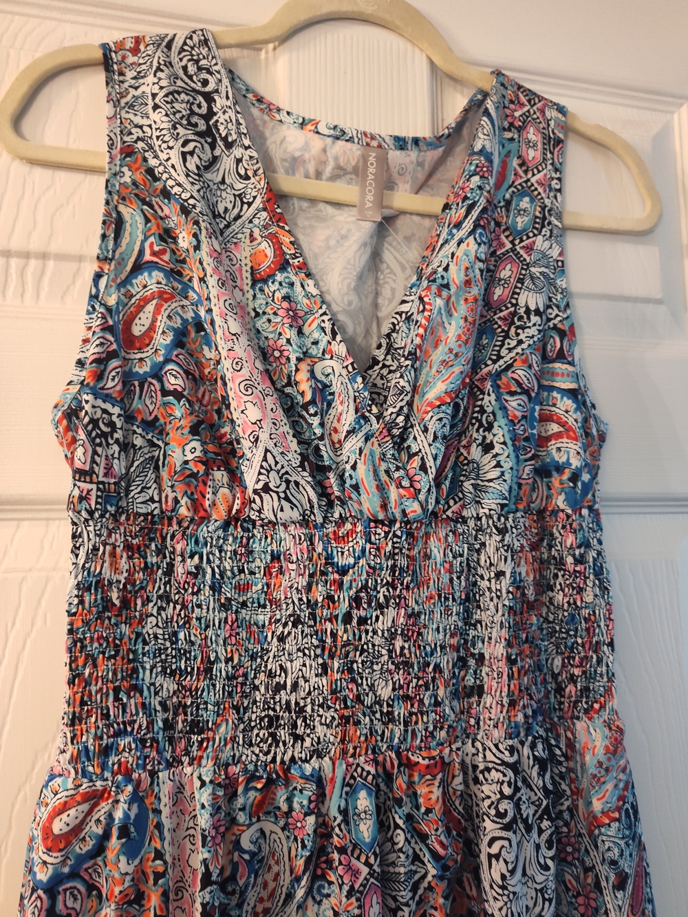 Noracora Pink Paisley Maxi Dress with Cream Trim